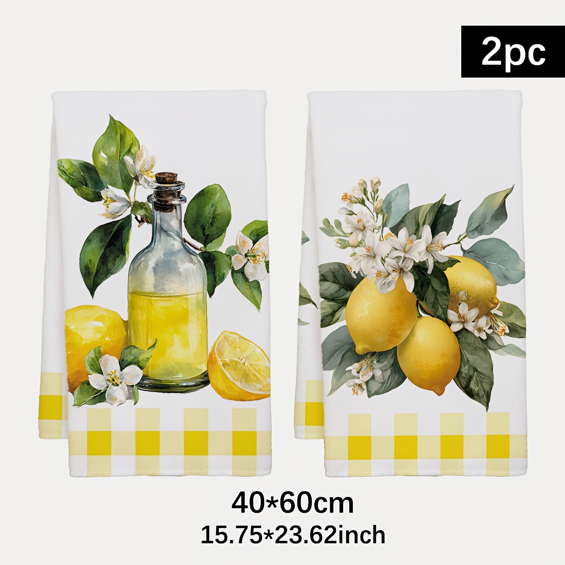 Travel Accessories Best - 2pcs, lemon floral pattern kitchen towel,