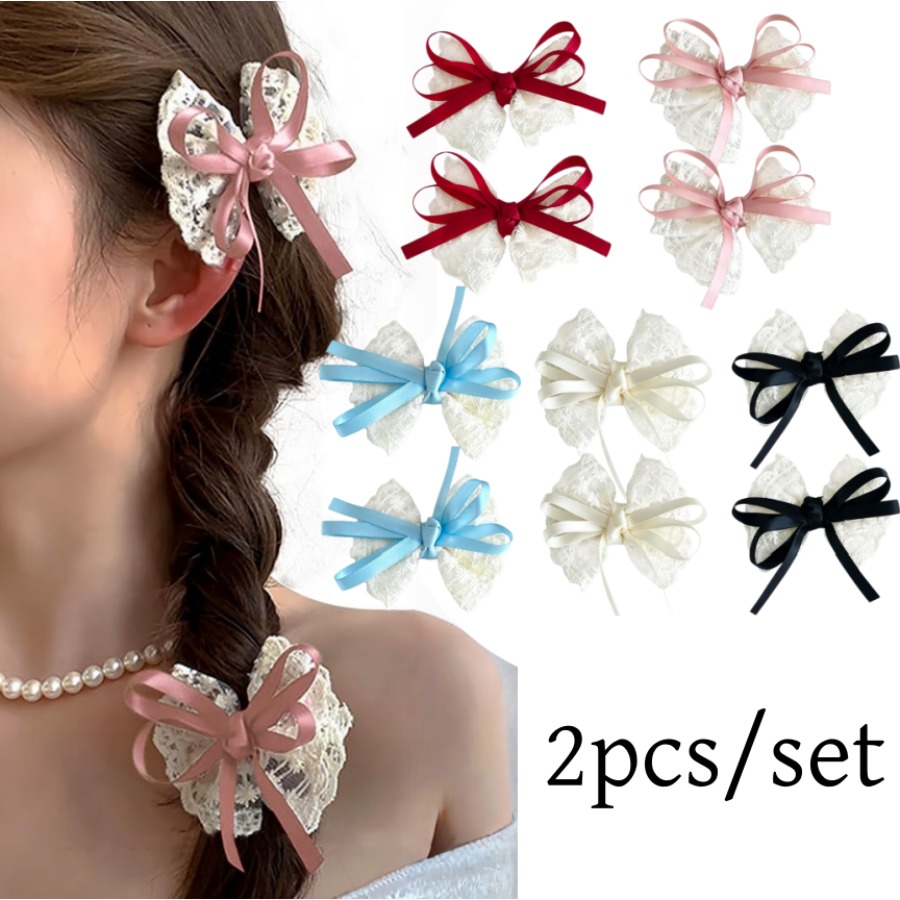 2pcs/set Cute Lace Bow Hair Cl - огляд і ціна Travel Accessories Kids