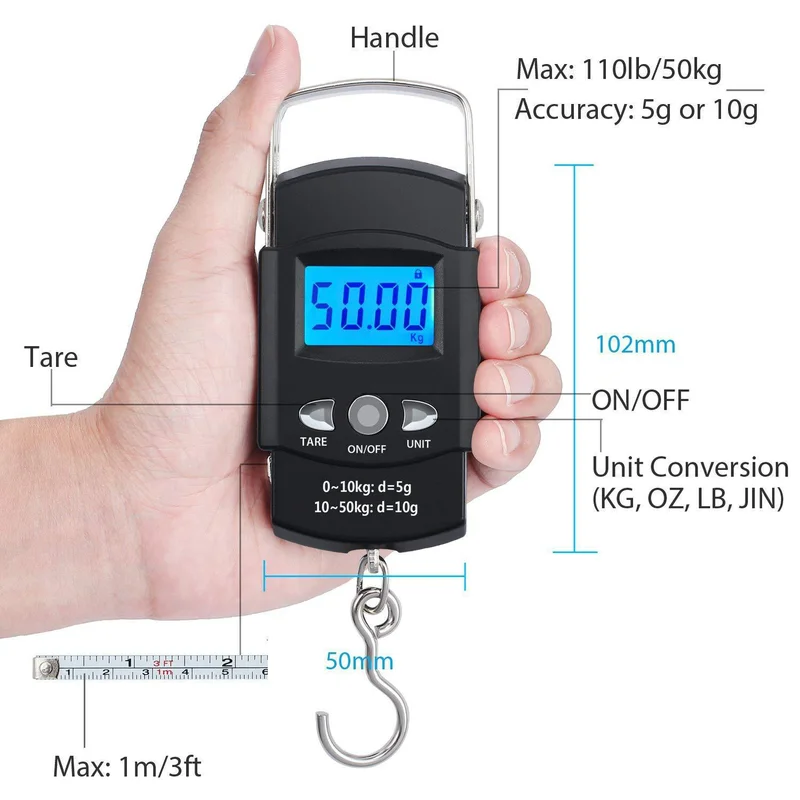 50kg Digital Hanging Scale wit - огляд і ціна Luggage Scale Hanging