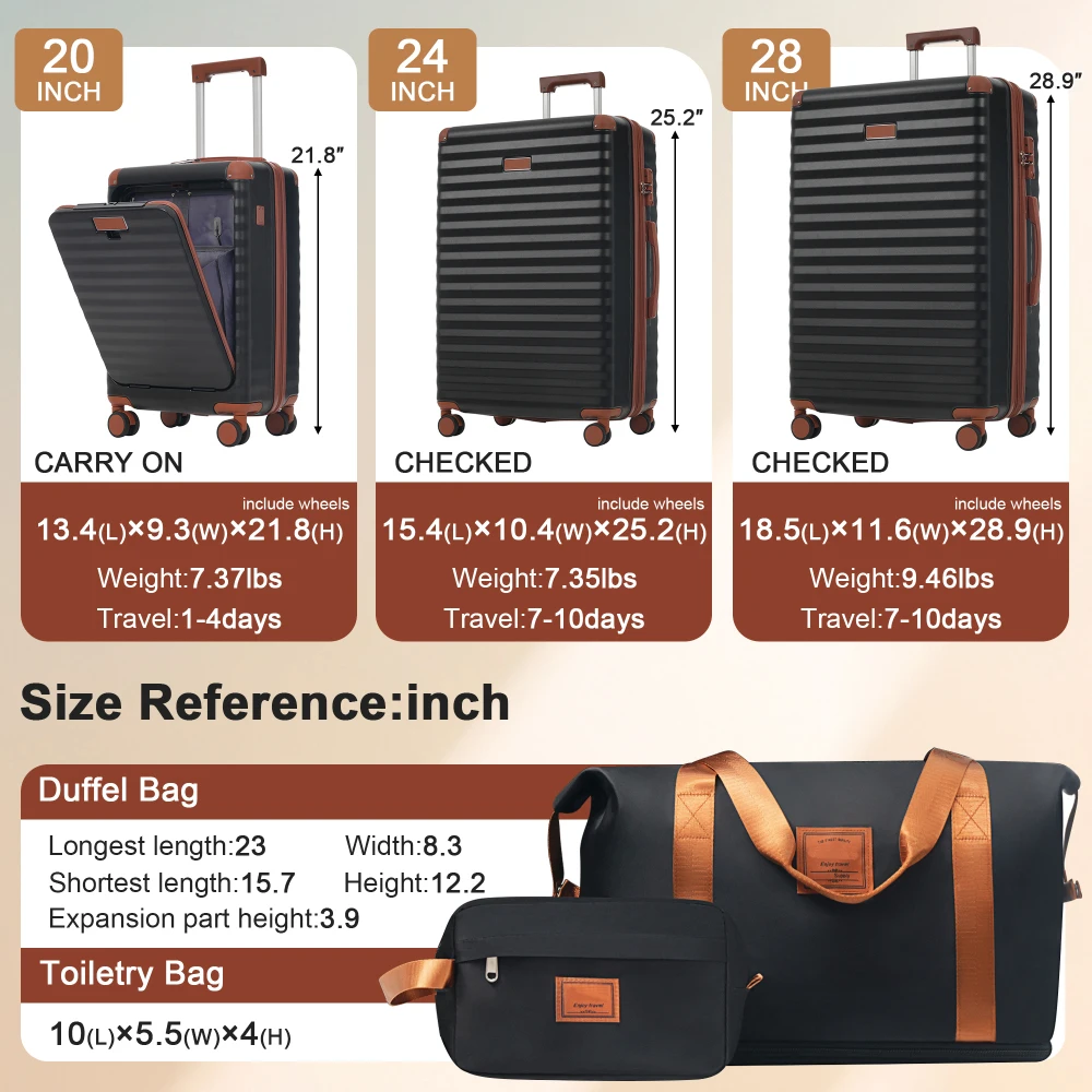 Luggage Sets 5 Piece with Fron - огляд і ціна Toiletry Bag Tsa