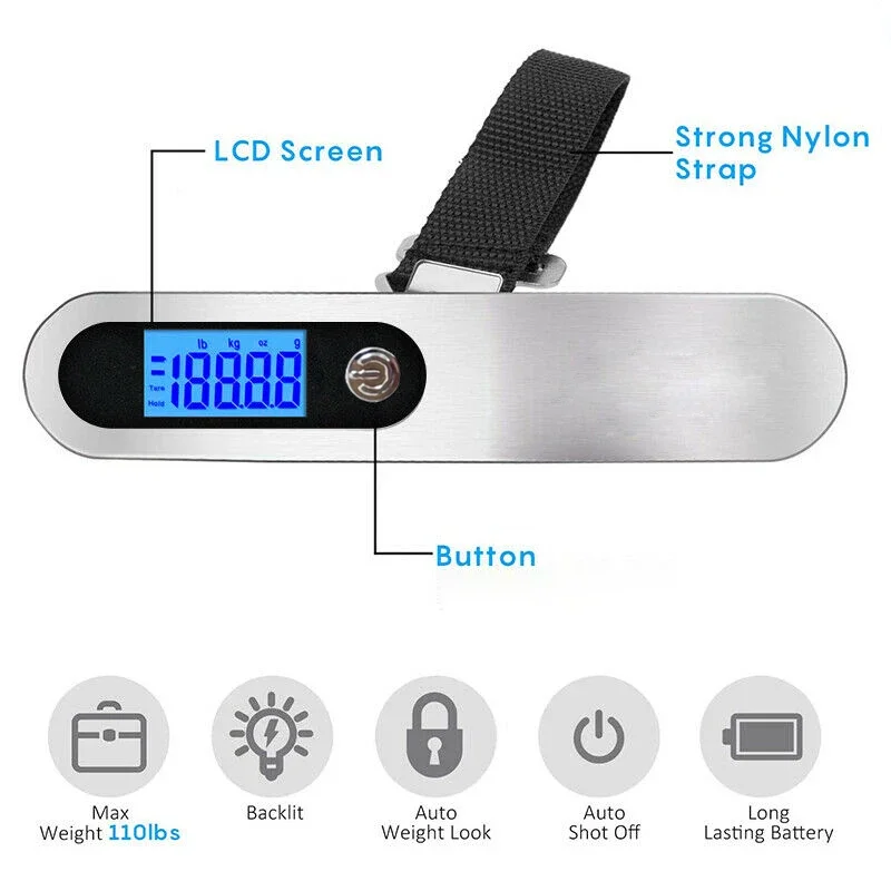 Portable 50kg 10g Digital Scal - огляд і ціна Luggage Scale Hanging